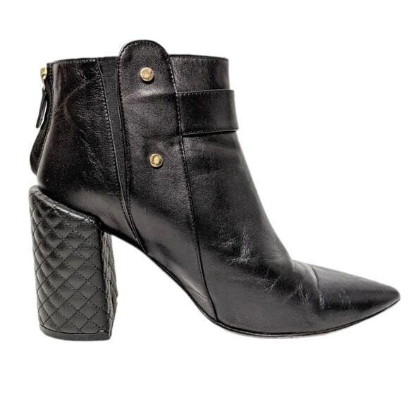 BCBGMAXAZRIA Jarod Leather Quilted Block Heel Booties 39 - Picture 5 of 10